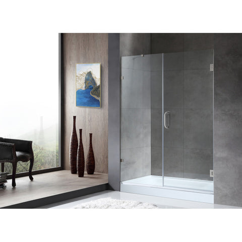 SD-AZ07-01BN - ANZZI Consort Series 60 in. x 72 in. H Hinged Frameless Shower Door in Brushed Nickel with Tsunami Guard Tempered Glass