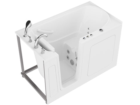 AMZ3260LWH - ANZZI 32 in. x 60 in. Left Drain Quick Fill Walk-In Whirlpool Tub with Powered Fast Drain in White