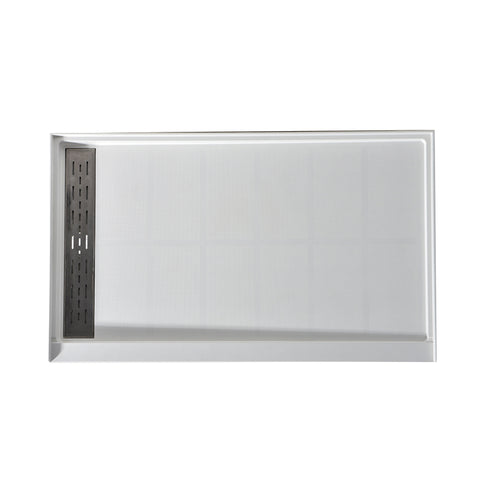 Alexander 60 in. L x 36 in. W Alcove Shower Pan Base with Left or Right Drain in Glossy White Marine Acrylic