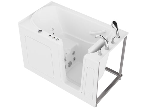 AMZ3260RWH - ANZZI 32 in. x 60 in. Right Drain Quick Fill Walk-In Whirlpool Tub with Powered Fast Drain in White