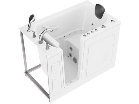 AMZ3053LWD - ANZZI 30 in. x 53 in. Left Drain Quick Fill Walk-In Whirlpool and Air Tub with Powered Fast Drain in White