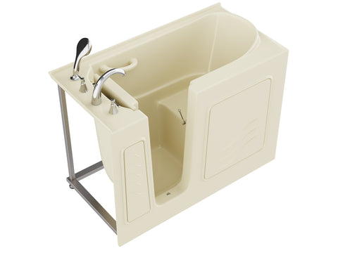 AZ2653LBS - ANZZI Coupe Series 26 in. x 53 in. Left Drain Quick Fill Walk-In Soaking Tub in Biscuit