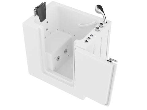 AZ2739RWD - ANZZI Coupe Series 27 in. x 39 in. Right Drain Quick Fill Walk-In Whirlpool and Air Tub in White