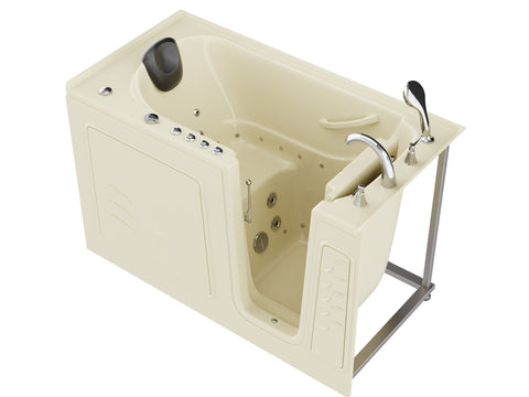AZ3060WIRBD - ANZZI Coupe Series 30 in. x 60 in. Right Drain Quick Fill Walk-In Whirlpool and Air Tub with Powered Fast Drain in Biscuit