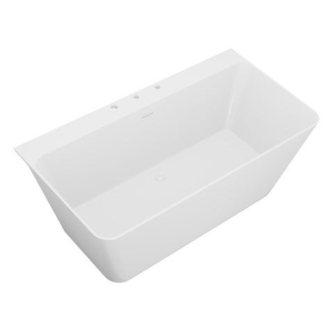 FT-AZ114-67 - ANZZI Vault Series 67 in. x 32 in. Flat Bottom Acrylic Freestanding 77 Gallon Soaking Bathtub with Center Drain in White