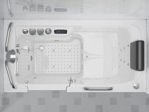 ANZZI 27 in. x 53 in. Left Drain Walk-In Whirlpool and Air Tub with Total Spa Suite in White