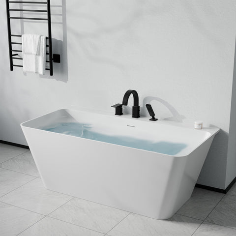 Nite Series Single-Handle Deck-Mount Roman Tub Faucet with Handheld Sprayer in Matte Black