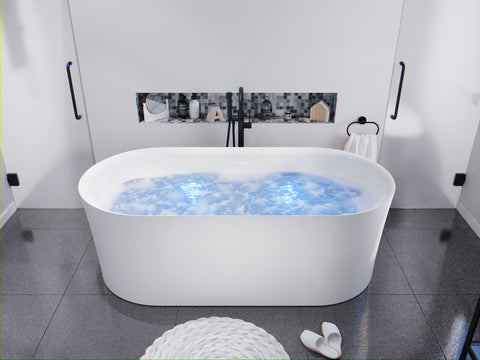 ANZZI Jericho Series 67" Air Jetted Freestanding Acrylic Bathtub in White