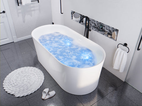 ANZZI Jericho Series 67" Air Jetted Freestanding Acrylic Bathtub in White