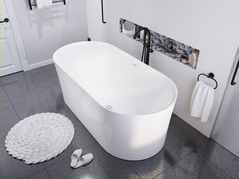 ANZZI Jericho Series 67" Air Jetted Freestanding Acrylic Bathtub in White