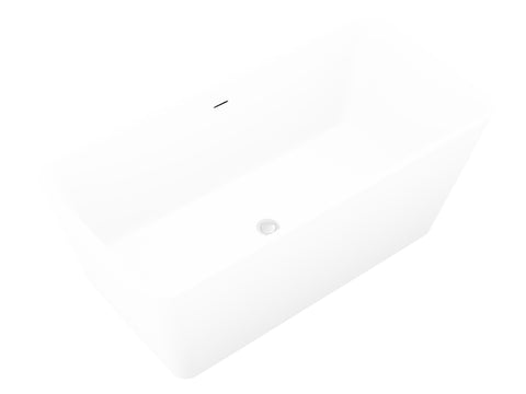 ANZZI Cenere 4.9 ft. Man-Made Stone Center Drain Freestanding Bathtub in Matte White