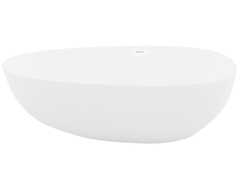 ANZZI Fiume 5.6 ft. Man-Made Stone Center Drain Freestanding Bathtub in Matte White