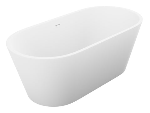 ANZZI Rossetto 5.6 ft. Solid Surface Center Drain Freestanding Bathtub in Matte White