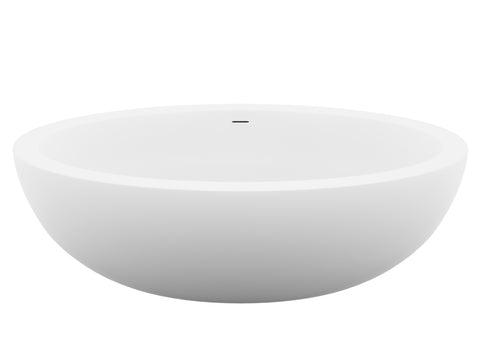 ANZZI Lusso 6.3 ft. Solid Surface Center Drain Freestanding Bathtub in Matte White