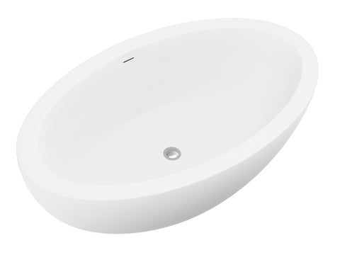 ANZZI Lusso 6.3 ft. Solid Surface Center Drain Freestanding Bathtub in Matte White