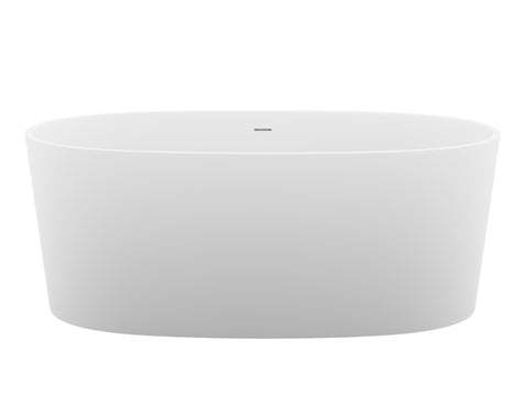 ANZZI Roccia 5.1 ft. Solid Surface Center Drain Freestanding Bathtub in Matte White