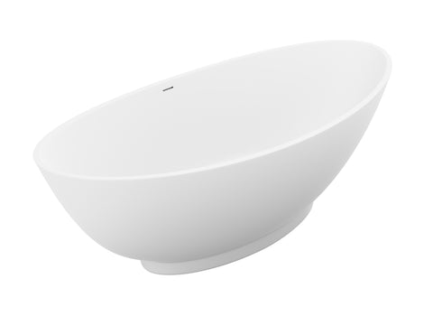 ANZZI Ala 6.2 ft. Solid Surface Center Drain Freestanding Bathtub in Matte White