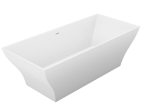 ANZZI Crema 5.9 ft. Solid Surface Center Drain Freestanding Bathtub in Matte White