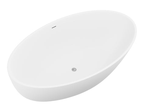 ANZZI Cestino 5.5 ft. Solid Surface Center Drain Freestanding Bathtub in Matte White