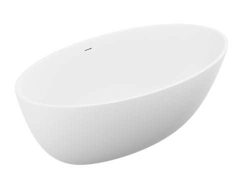 ANZZI Cestino 5.5 ft. Solid Surface Center Drain Freestanding Bathtub in Matte White