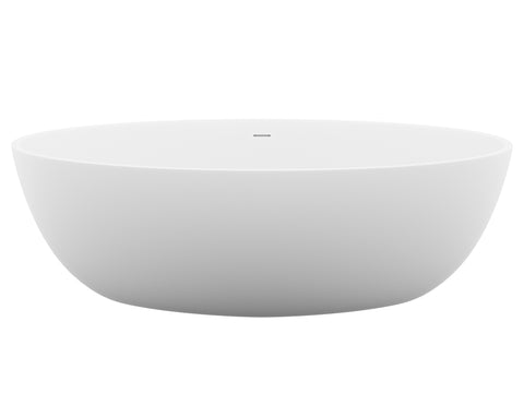 ANZZI Cestino 5.5 ft. Solid Surface Center Drain Freestanding Bathtub in Matte White