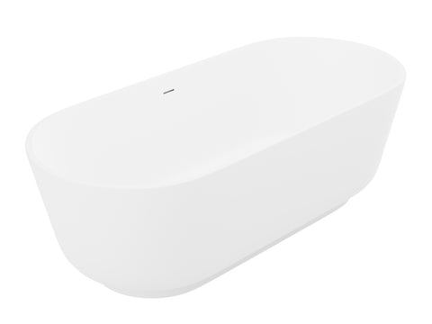 ANZZI Sabbia 5.9 ft. Solid Surface Center Drain Freestanding Bathtub in Matte White