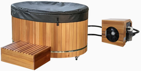 SaunaSpa Cedar Wood Barrel Style Cold Plunge with Remote Chiller