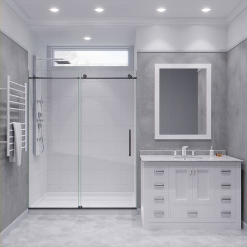 ANZZI Leon Series 60 in. by 76 in. Frameless Sliding Shower Door with Handle