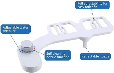 Bidet -  Fresh Water Dual Spray Kit - Non Electric - Toilet Seat Attachment - Cold Wash