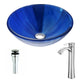 LSAZ051-095B - ANZZI Meno Series Deco-Glass Vessel Sink in Lustrous Blue with Harmony Faucet in Brushed Nickel