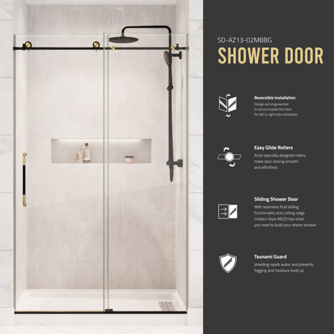 ANZZI Madam Series 60 in. by 76 in. Frameless Sliding Shower Door with Handle