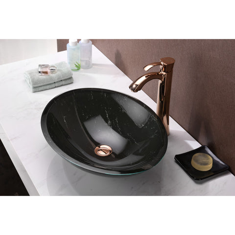 ANZZI Marbela Series Vessel Sink in Marbled Black