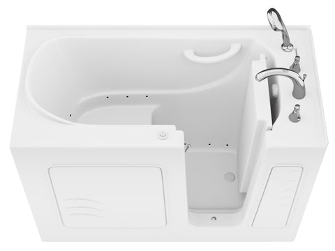 ANZZI Value Series 26 in. x 53 in. Right Drain Quick Fill Walk-In Air Tub in White