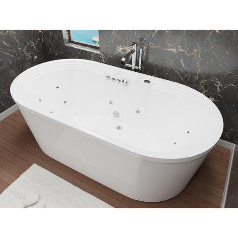 FT-AZ201-R - ANZZI Sofia 5.6 ft. Center Drain Whirlpool and Air Bath Tub in White