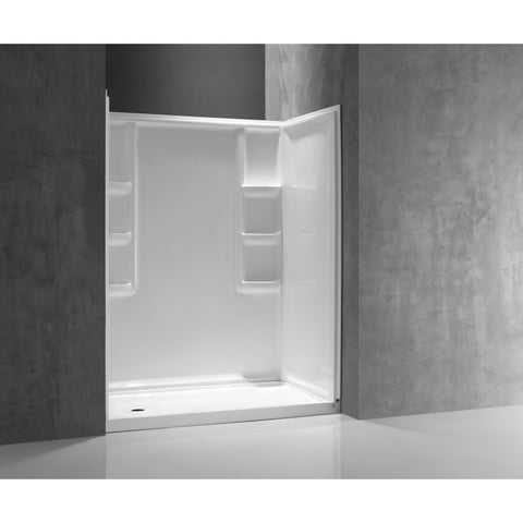 SW-AZ009WH - ANZZI Lex-Class 60 in. x 36 in. x 74 in. 3-piece DIY Friendly Alcove Shower Surround in White