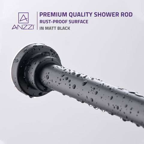 ANZZI 48-88 Inches Shower Curtain Rod with Shower Hooks