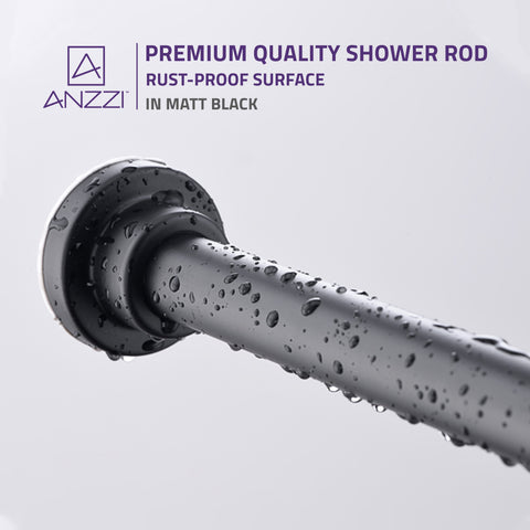 ANZZI Heavy Duty Adjustable Tension Rod (33" to 55" Range), No Drilling Required, Anti-Slip Rubber Ends, Stainless Steel Hooks Included