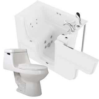 ANZZI Series 29 in. x 53 in. Right Drain Wheelchair Access Walk-In Whirlpool Tub with Fast Drain and Soft Close Toilet