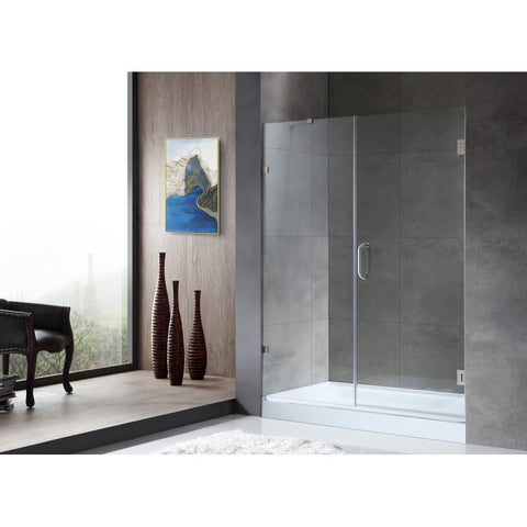 SD-AZ8073-01BN - ANZZI Makata Series 60 in. by 72 in. Frameless Hinged Alcove Shower Door in Brushed Nickel with Handle