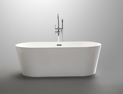 ANZZI Chand 67 in. Acrylic Flatbottom Freestanding Bathtub in White