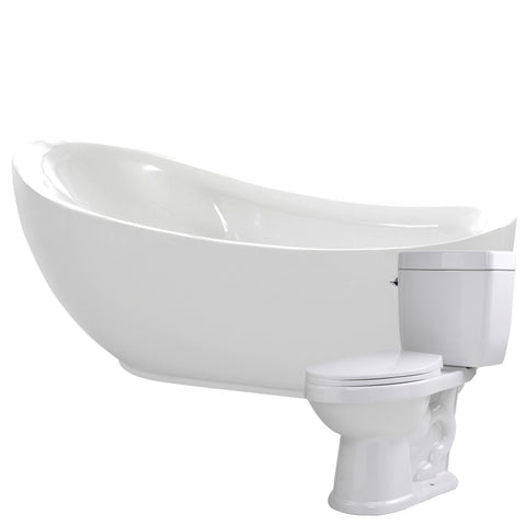 FTAZ090-T055 - ANZZI Talyah 71 in. Acrylic Soaking Bathtub with Kame 2-piece 1.28 GPF Single Flush Toilet