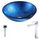 LSAZ027-096 - ANZZI Clavier Series Deco-Glass Vessel Sink in Lustrous Blue with Enti Faucet in Chrome