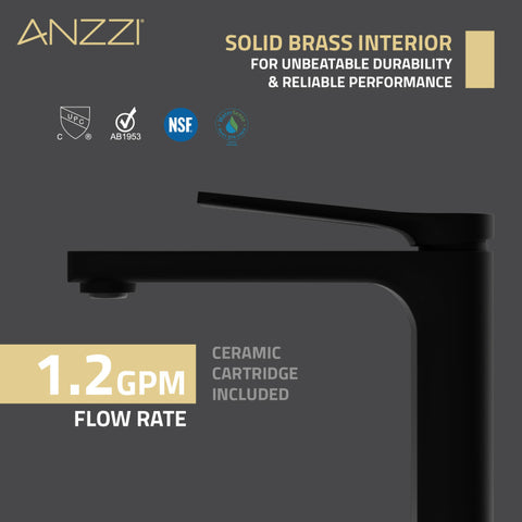 ANZZI Single Handle Single Hole Bathroom Vessel Sink Faucet With Pop-up Drain