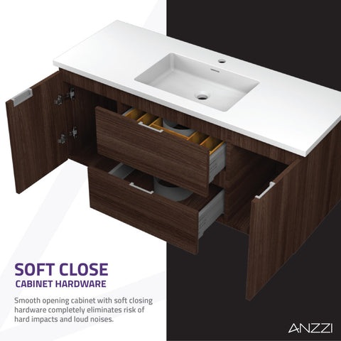 ANZZI Conques 48 in W x 20 in H x 18 in D Bath Vanity with Cultured Marble Vanity Top in White with White Basin