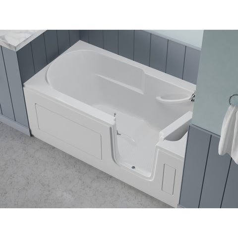 AMZ3060SIRWS - ANZZI 30 in. x 60 in. Right Drain Step-In Walk-In Soaking Tub with Low Entry Threshold in White