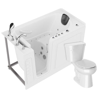 ANZZI 59 in. x 30 in. Left Drain Combination Jetted Bathtub in White with Rounded Toilet and Soft Close Lid