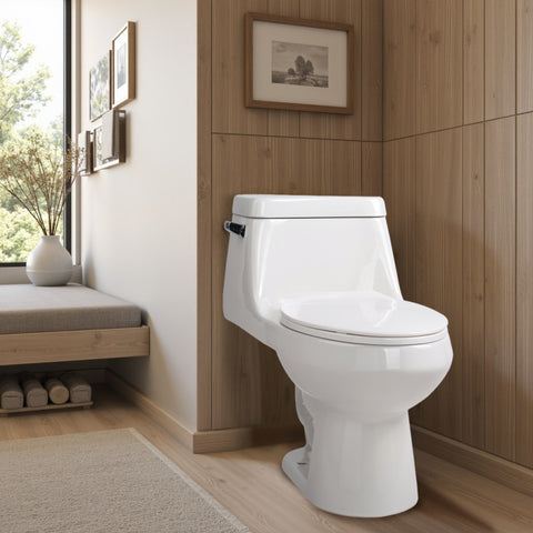 T1-AZ058 - ANZZI Zeus 1-piece 1.28 GPF Single Flush Elongated Toilet in White