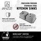 ANZZI Moore Undermount Stainless Steel 32 in. 0-Hole 50/50 Double Bowl Kitchen Sink in Brushed Satin