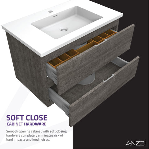 ANZZI 30 in W x 20 in H x 18 in D Bath Vanity with Cultured Marble Vanity Top in White with White Basin & Mirror