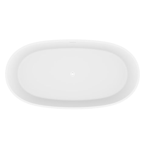 ANZZI Bellentin 5.1 ft. Solid Surface Center Drain Freestanding Bathtub in Matte White